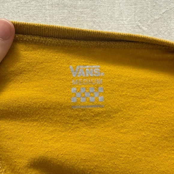Women’s Vans Golden Yellow Short Sleeve Crop Top with Iridescent Logo. Size M. - Picture 5 of 5
